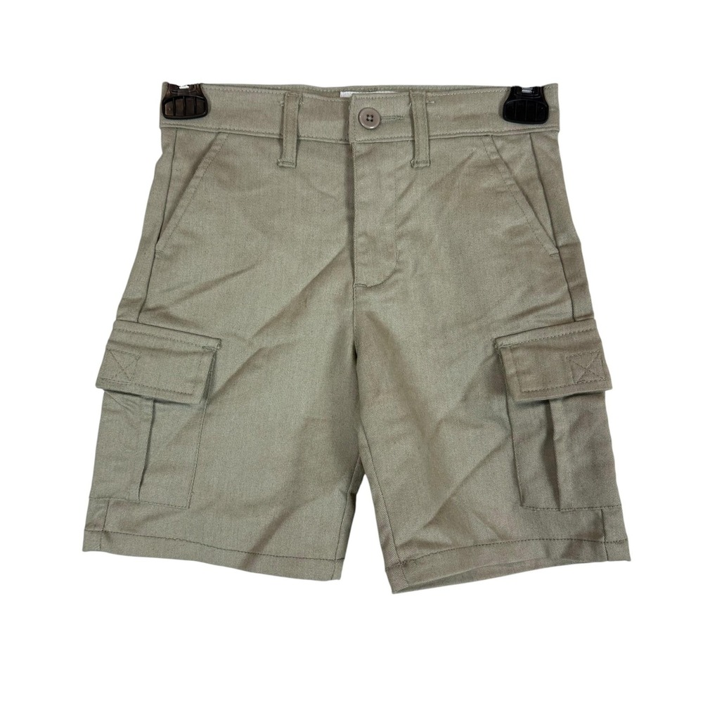 Craft+Flow Shorts Boys 5 Green Cargo Twill Flat Front Zip Pockets Casual Summer